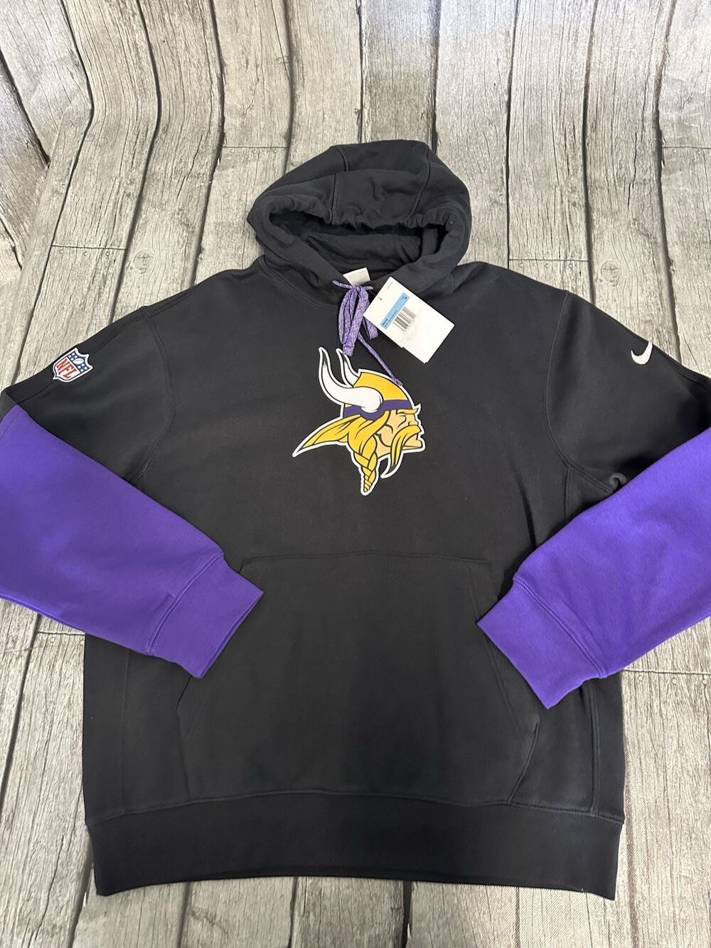 NWT Men’s Nike Minnesota Vikings Sideline Club Fleece Hoodie Black Purple Medium